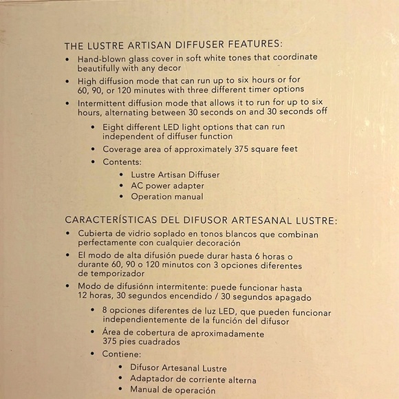 YOUNG LIVING. White glass diffuser. Hand blown glass cover. LED Lights. 6 hours - Picture 7 of 9